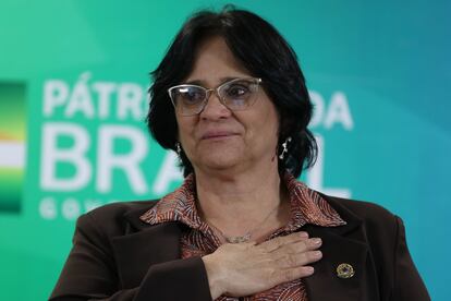 A ministra da Mulher, da Família e dos Direitos Humanos, Damares Alves, em cerimônia em Brasília 20 de novembro de 2019