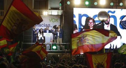 Vox leader Santiago Abascal on election night.