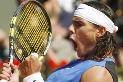 Nadal celebra un punto durante el encuentro contra el croata Ljubicic.