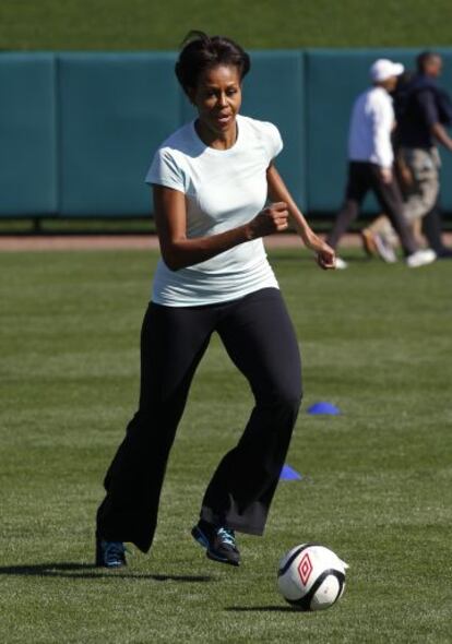 Michelle Obama, durante una actividad del programa Let&#039;s Move.