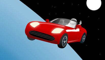 Tesla Roadster en el espacio...