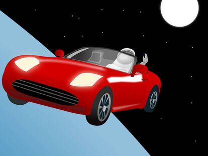 Tesla Roadster en el espacio...