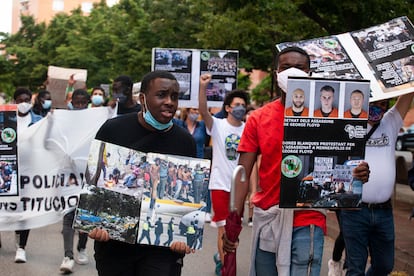 Una imagen de una manifestación contra el ataque racista tras la denuncia de Wubi D. R.