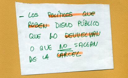 Los políticos que roben dinero público que lo devuelvan o que no salgan de la cárcel.