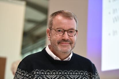 El escritor Bernd Brunner en la Feria del Libro de Fráncfort, en 2019.