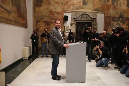 Oriol Junqueras en la seva compareixença.