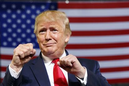 Donald Trump, durante el mitin en el Williams Arena de Greenville, Carolina del Norte.