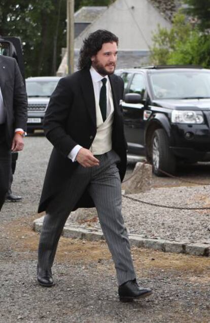 Kit Harington, este sábado a su llegada al castillo de Wardhill (Escocia).