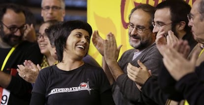 CUP leaders Anna Gabriel, Antonio Baños and Albert Botrán.