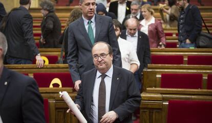 Iceta i García Albiol durant un Ple en el Parlament.