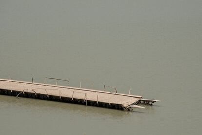 A bridge submerged in the Entrepeñas reservoir in the Castilla–La Mancha region.