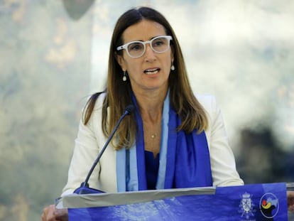 La ministra Carolina Schmidt habla durante el foro de Blue Leaders, celebrado el 25 de septiembre pasado en el marco de la cumbre del clima realizada en Nueva York.