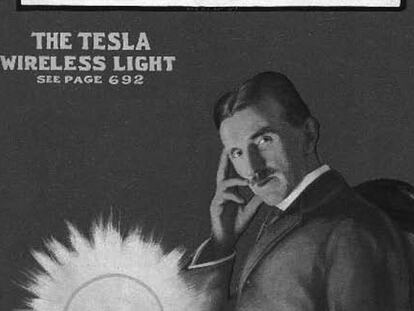 Portada de una publicación de 1919 en la que aparece Tesla.