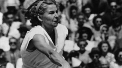 Louis Brough, en la final de Wimbledon de 1948.