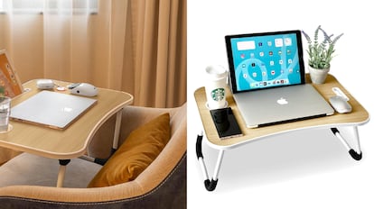 bandeja con patas plegables para el sofa