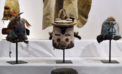 Las m&aacute;scaras sagradas Hopi que fueron subastadas en Par&iacute;s. 