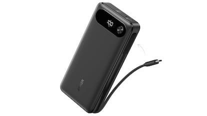External battery with integrated connection cable to devices.