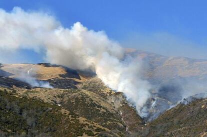 Smoke near Estet, in the Montanuy municipality.