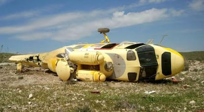 A crashed helicopter abandoned in Níjar, Almería in April.