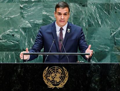 Pedro Sánchez interviene ante la Asamblea General de la ONU.