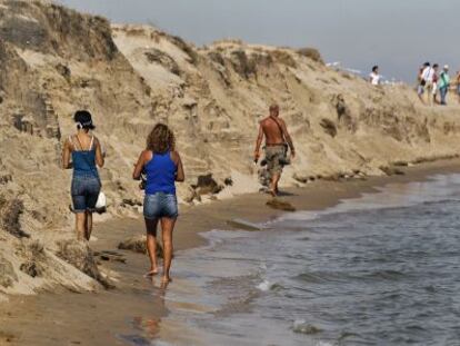 Estado en que quedaron las dunas de la playa de El Saler, en Valencia, tras el encallamiento de dos buques.