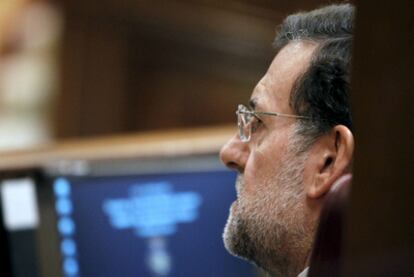 El líder del PP, Mariano Rajoy, durante la sesión de control del Congreso.