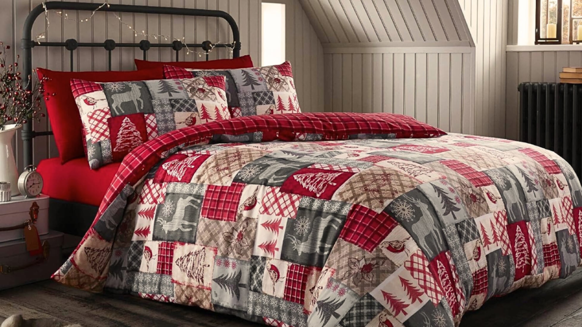 Fusion - Funda nórdica de forro polar Christmas Gonk - 140 x 200 cm - Reversible - 1 funda de almohada - Ropa de cama de forro polar blanco - Funda Fusion - Funda nórdica de forro polar Christmas Gonk - 140 x 200 cm - Reversible - 1 funda de almohada - Ropa de cama de forro polar blanco - Funda