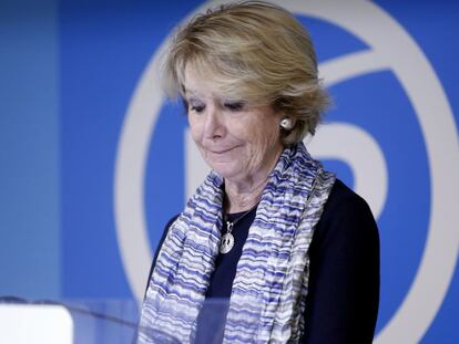 Aguirre, el d&iacute;a de su dimisi&oacute;n como presidenta del PP de Madrid.