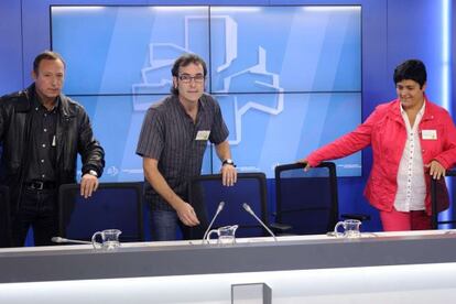 Representantes de EH Bildu en la rueda de prensa del Parlamento.