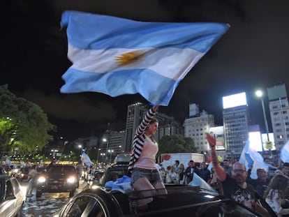 Macri supporters celebrate his election win.