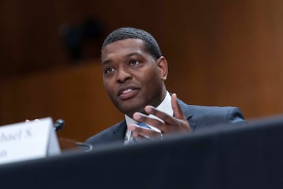 Environmental Protection Agency administrator Michael Regan testifies before the Senate Environment and Public Works Committee on March 22, 2023, in Washington.