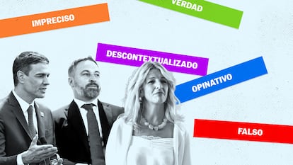 Mentiras y medias verdades del debate entre Pedro Sánchez, Santiago Abascal y Yolanda Díaz