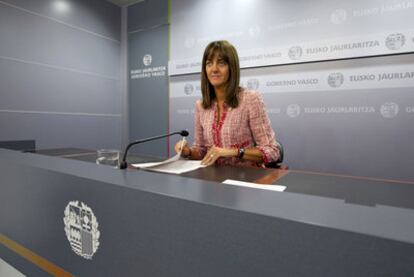 Idoia Mendia, durante su comparecencia ante la prensa para informar del Consejo de Gobierno.