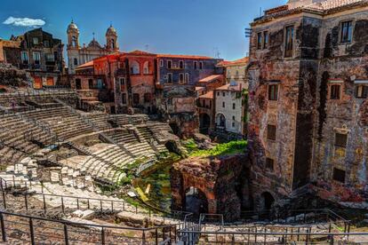 Vista del teatro romano de Catania (Sicilia).