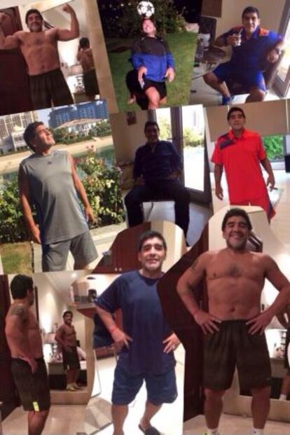 El 'collage' de fotos que la hija de Maradona le ha dedicado en Twitter.