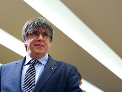 Puigdemont, el 5 de julio en Bruselas después de que el Tribunal General de la UE le retirase la inmunidad como europarlamentario.