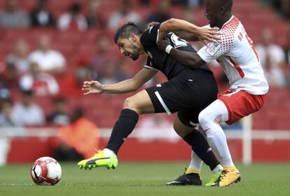 Nolito, en el partido ante el Leipzig de la Emirates Cup.