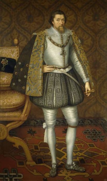 Jacobo VI de Escocia y I de Inglaterra, en un cuadro atribuido a J. Critz que se conserva en el Museo del Prado.