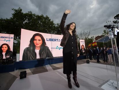 La presidenta de la Comunidad y candidata del PP a revalidar el cargo, Isabel Díaz Ayuso, el 23 de abril.