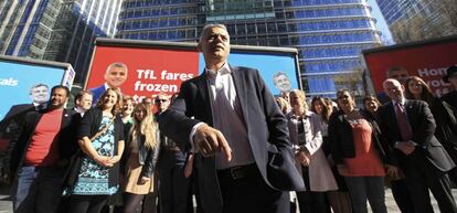 El candidato del Partido Laborista británico a la alcaldía de Londres, Sadiq Khan, durante un acto electoral.