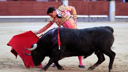 Octavio Chacón da un pase en la corrida de Las Ventas. 