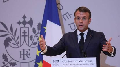 El presidente francés, Emmanuel Macron, durante una rueda de prensa.