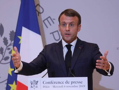 El presidente francés, Emmanuel Macron, durante una rueda de prensa.