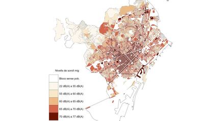 Mapa del ruido en Barcelona.