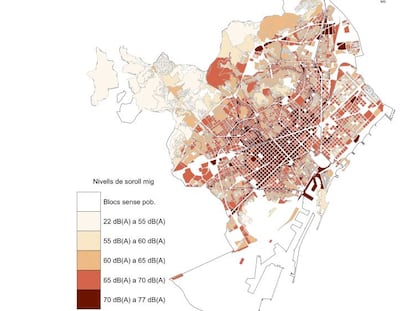 Mapa del ruido en Barcelona.