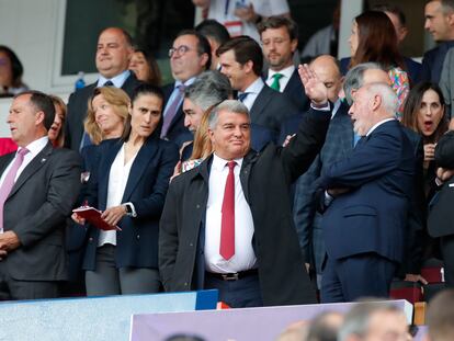 El presidente del FC Barcelona, Joan Laporta, durante la final de la Copa de la Reina.