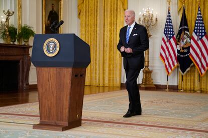 El presidente Joe Biden comparece sobre su agenda económica en la Casa Blanca, este jueves.