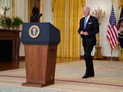 El presidente Joe Biden comparece sobre su agenda económica en la Casa Blanca, este jueves.