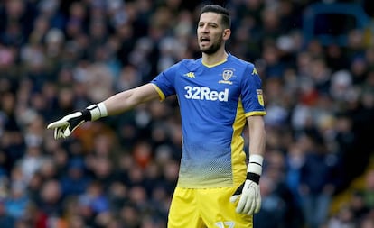 El portero del Leeds Kiko Casilla, hace una semana contra el Reading.