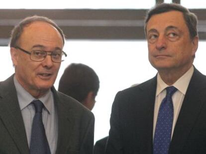 Luis Mar&iacute;a Linde y Mario Draghi